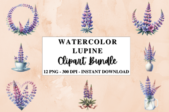 Download Watercolor Lupine Clipart Bundle - Premium Resources