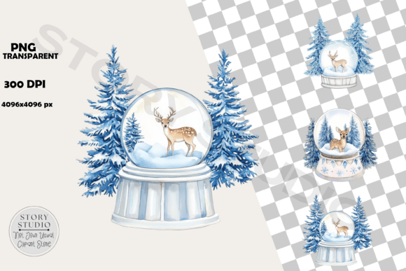Download Winter Deer Snow Globe Clipart Set - Deer Collection