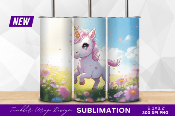 Download Cute Unicorn in Flower Meadow Tumbler - Premium Resources