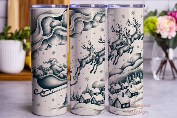Download Christmas Sleigh Reindeer Sketch Tumbler - Deer Collection