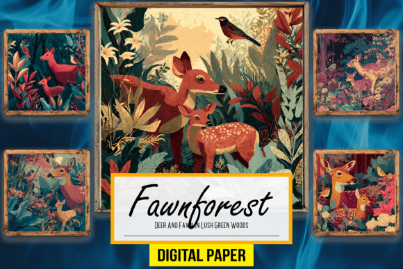Download Deer and Fawn in Lush Green Woods Arts - Deer Collection