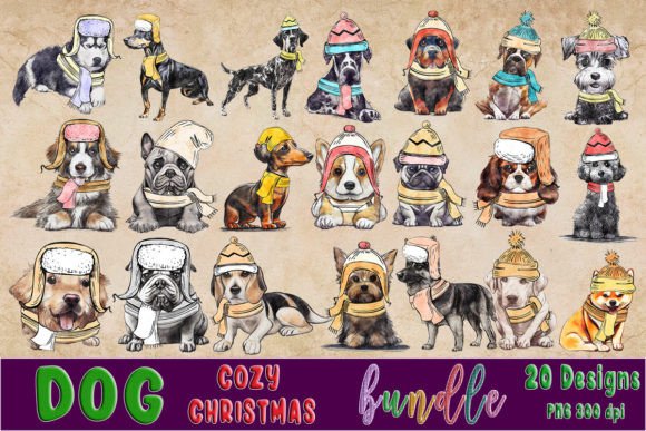 Download Dog Cozy Christmas Clipart Bundle - Premium Resources
