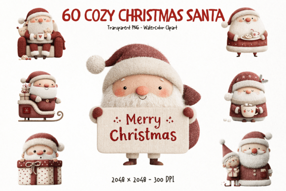 Download Cozy Christmas Santa PNG Clipart Bundle - Cozy christmas Collection